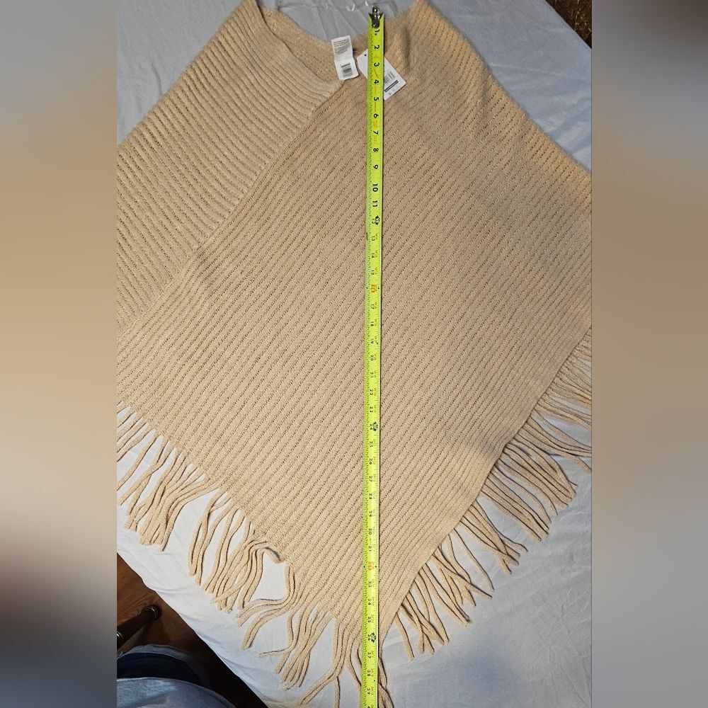 Time & Tru NWT Women's XXL-XXXL, Boho,Cottagecore, Ribbed Fringe Poncho Comfy - Picture 9 of 12